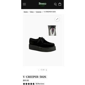 Demonia V-Creeper-502S Mens 7 Black Vegan Suede Platform Shoes CRE402S/B